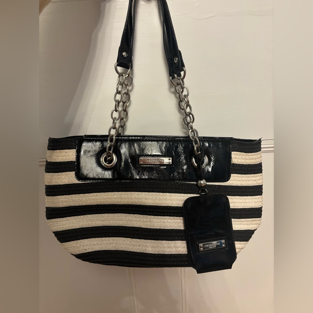 Liz Claiborne Black & Cream Striped Purse
